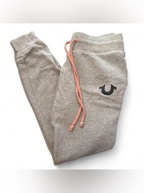 True Religion Gray Joggers with Pink Drawstring
